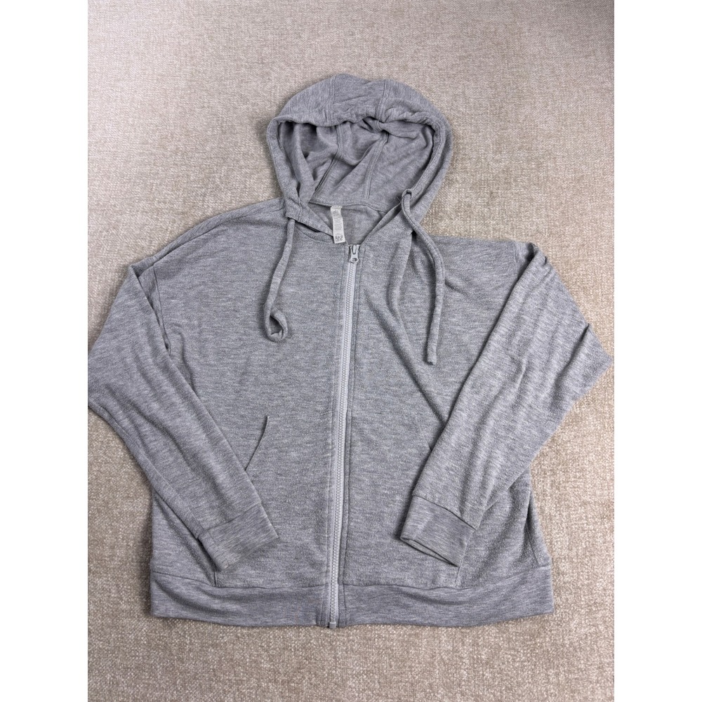 Alo Yoga Womens XS Heathered Gray Full Zip Hoodie Sweatshirt Activewear